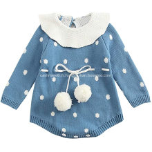 Robe en peluche bleue tricotée à la mode